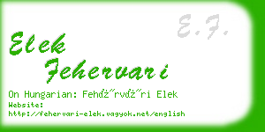 elek fehervari business card